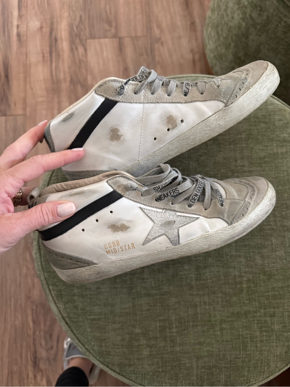Golden Goose Mid Star White, Gray & Black Low-Top Sneakers